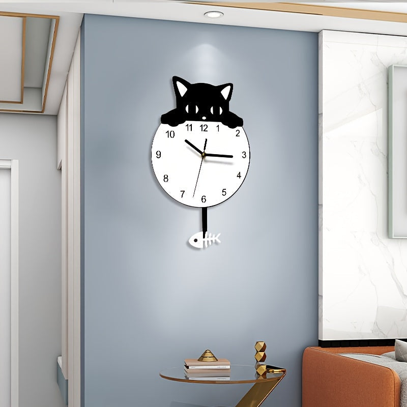 SwingCat Clock - Modern Cartoon-Style Cat Wall Clock