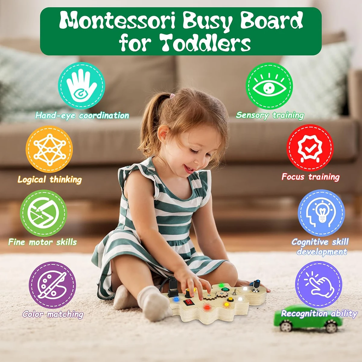 Creative Dino Cork Board & Busy Board - For Toddlers Aged 2-4 Years
