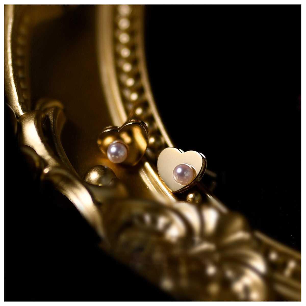 Amelie Heart Studs - Elegant Pearl Earrings