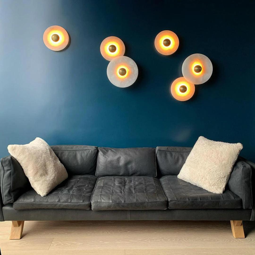 Aurora d'Or - Round Alabaster/Aluminum Wall Lamp