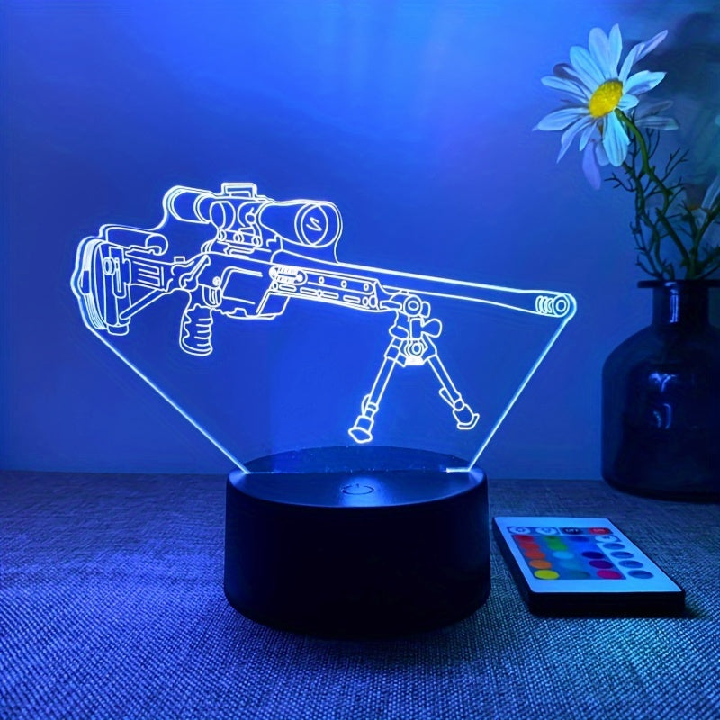 LumiGlow - 3D LED Night Light Black Pistol 16 Colors