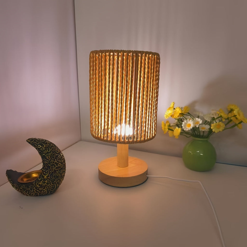 BarrelGlow Lamp - Wooden Design with Stripes