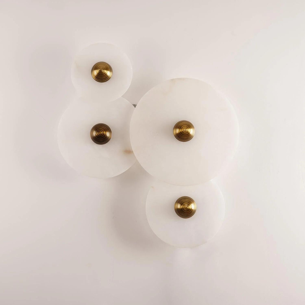 Aurora d'Or - Round Alabaster/Aluminum Wall Lamp
