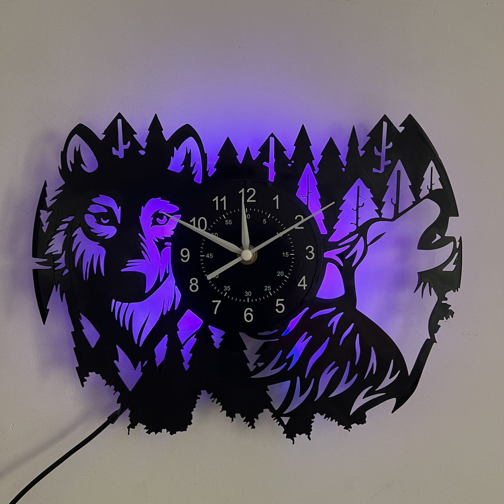 HuskyVinyl Clock – Rustic Wall Clock with Husky Design
