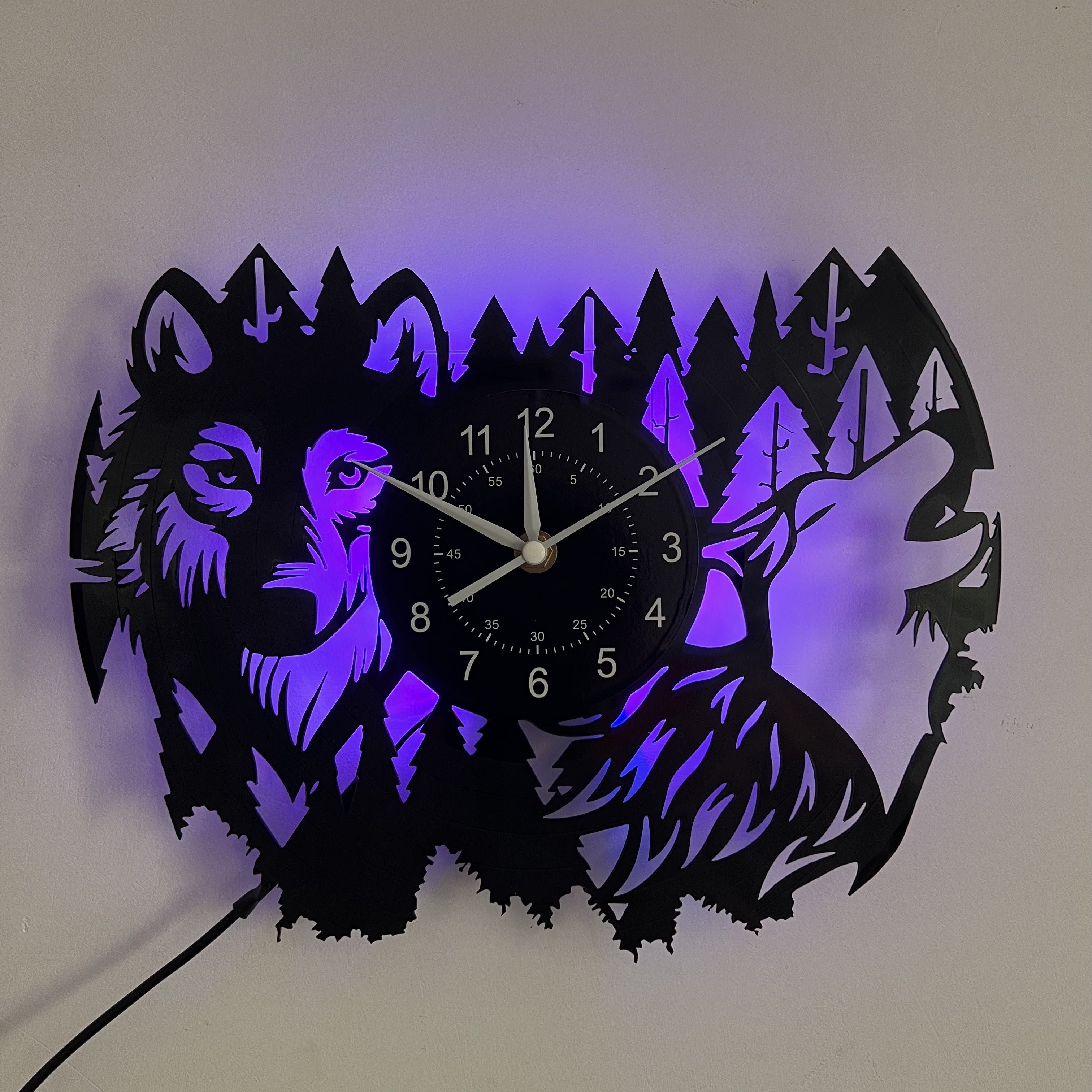 HuskyVinyl Clock – Rustic Wall Clock with Husky Design