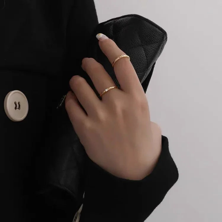 Sparkling Gilded Sterling Silver Ring with Zirconia - Aurora Elegance