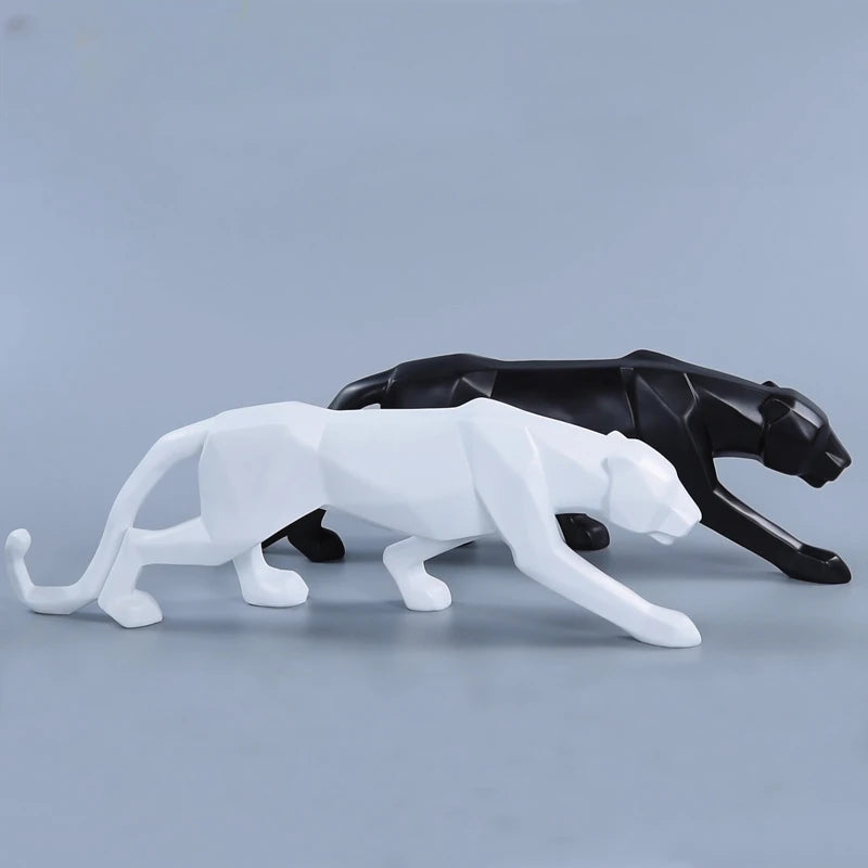 PantherSculpt – Sleek Black and White Panther Sculptures