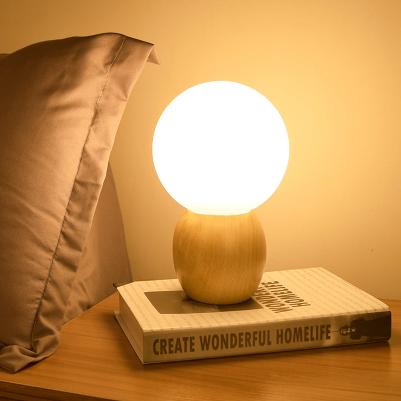 LumiOrb - Elegant Wooden Night Lamp with Glass Orbs