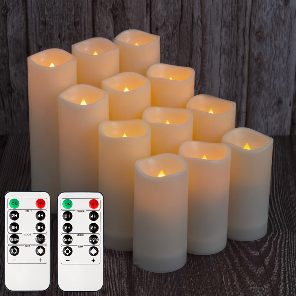 GlowFlame - Set of 12 LED Candles with Remote Control