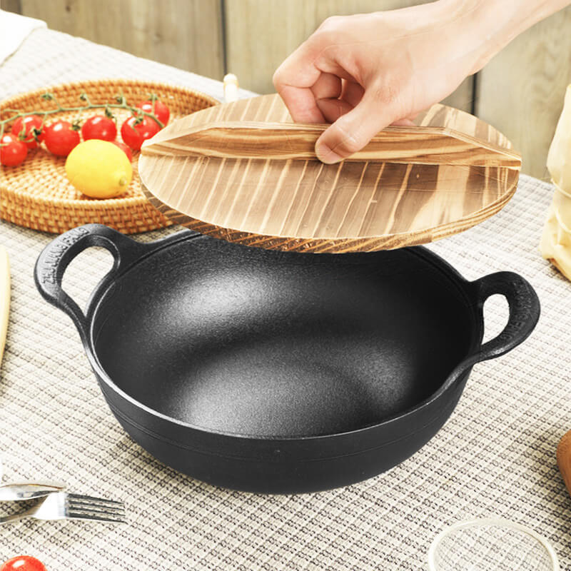 CastePrima Pan - Durable Non-Stick & Wooden Lid
