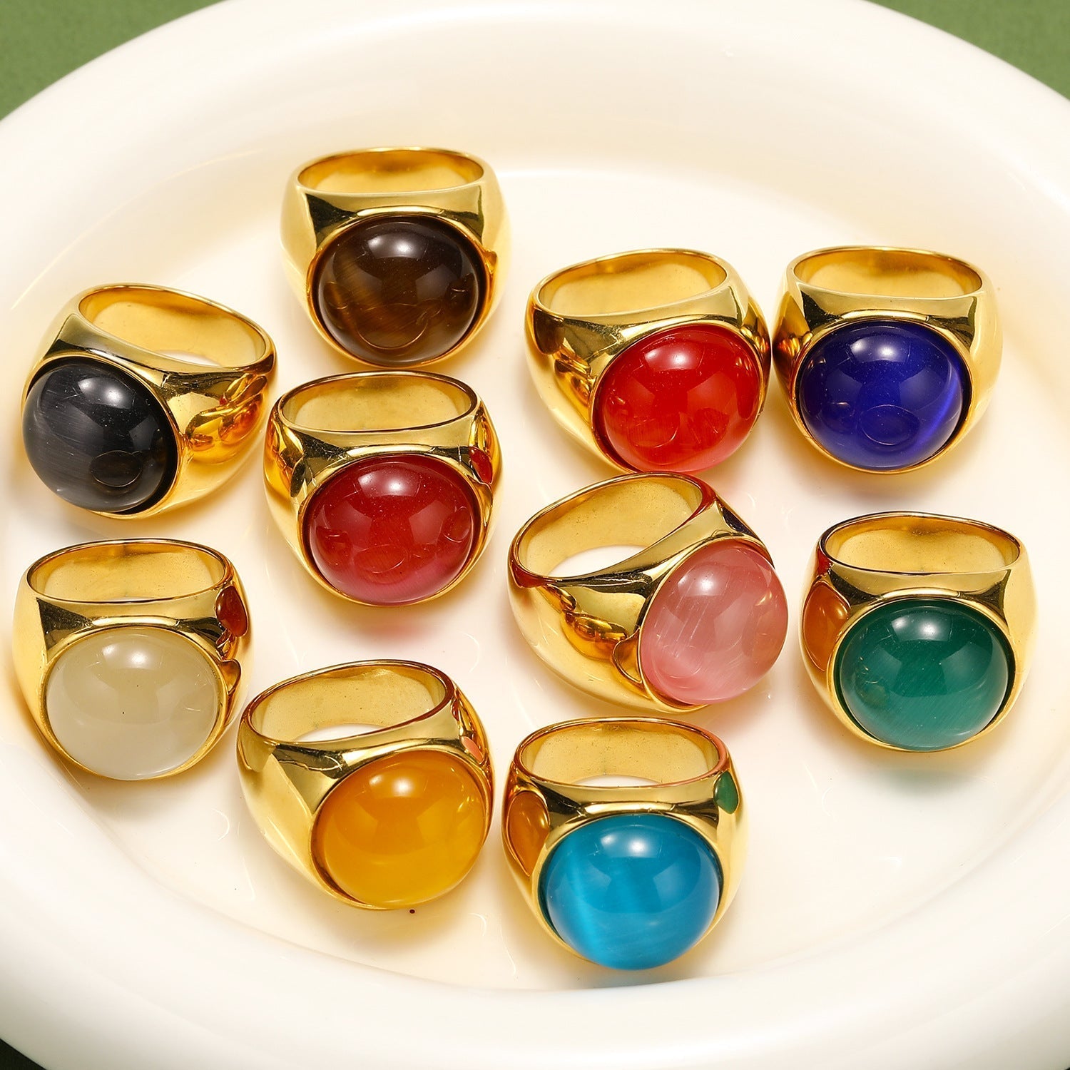 Gorgeous Large Cat's Eye Gemstone Ring - Liora
