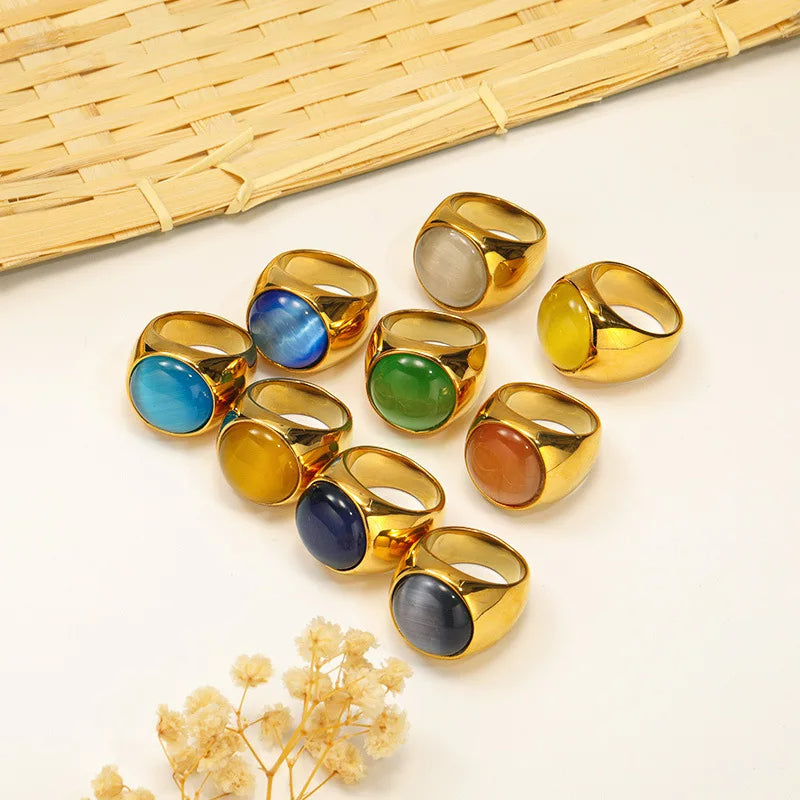 Gorgeous Large Cat's Eye Gemstone Ring - Liora