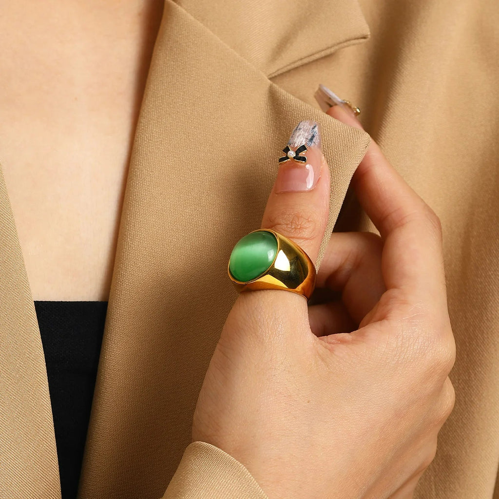 Gorgeous Large Cat's Eye Gemstone Ring - Liora