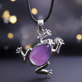 Gaia Natural Crystal Meditation Necklace with Frog Design