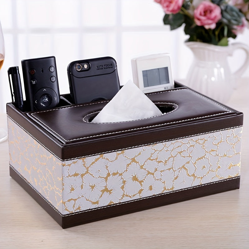 Chic Organizer - Luxury Faux Leather Storage Box with 4 Compartments