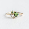 Enchanting Selene Ring with Natural Peridot and Sparkling Zircon Stones