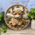 HighlandCharm Clock – Rustic Wall Clock with Cow Motif