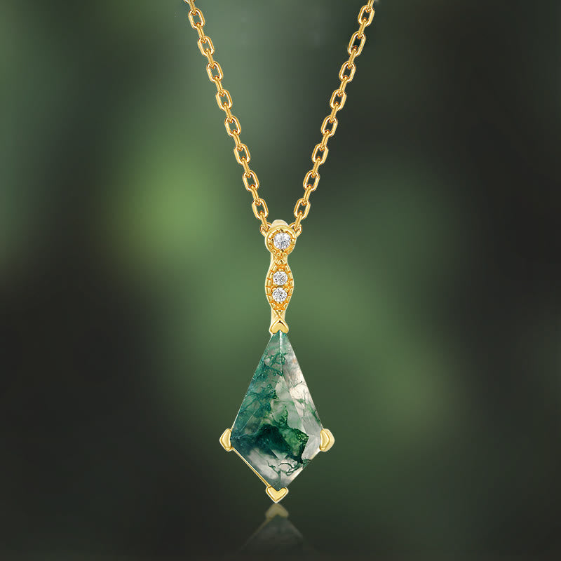 Elegant Moss Agate and White Zircon Jewelry Set - Lana