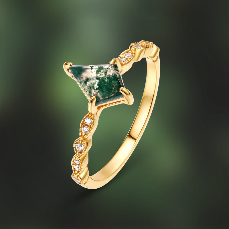Elegant Moss Agate and White Zircon Jewelry Set - Lana