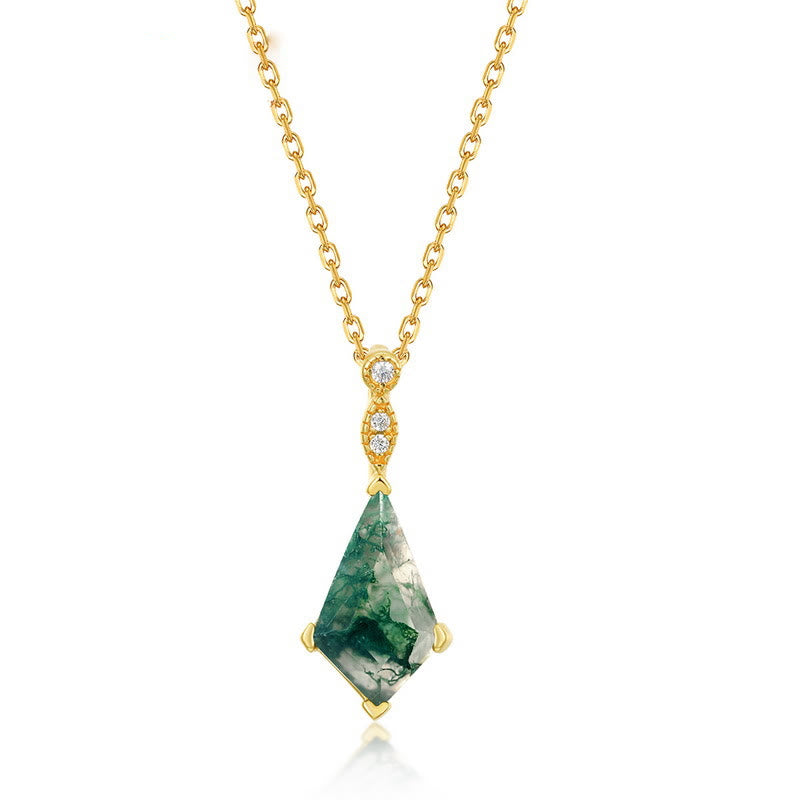 Elegant Moss Agate and White Zircon Jewelry Set - Lana