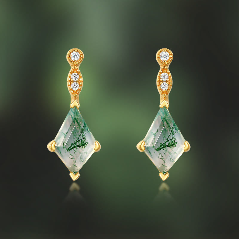 Elegant Moss Agate and White Zircon Jewelry Set - Lana