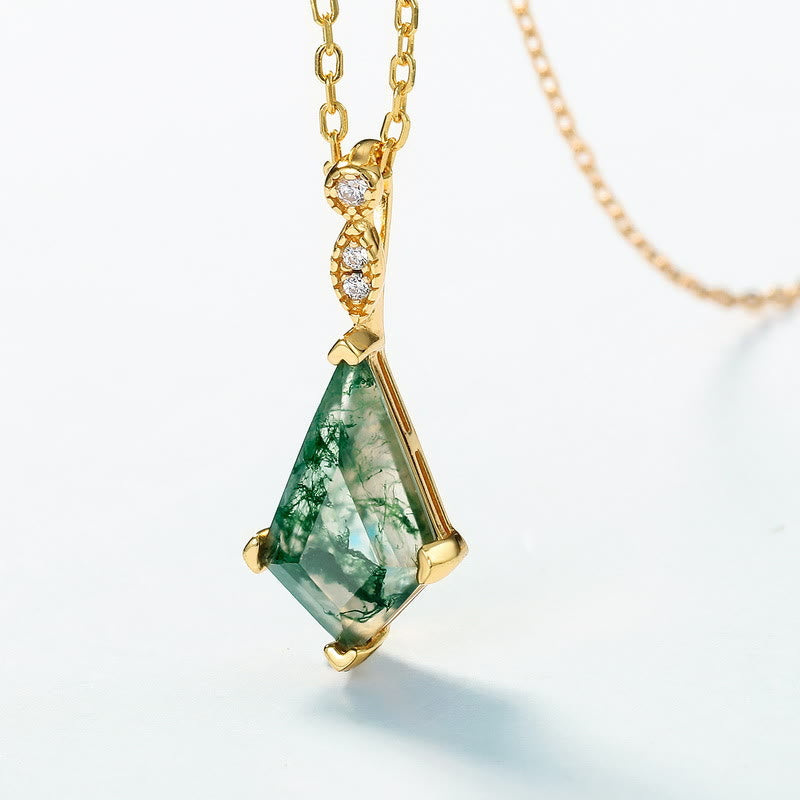 Elegant Moss Agate and White Zircon Jewelry Set - Lana