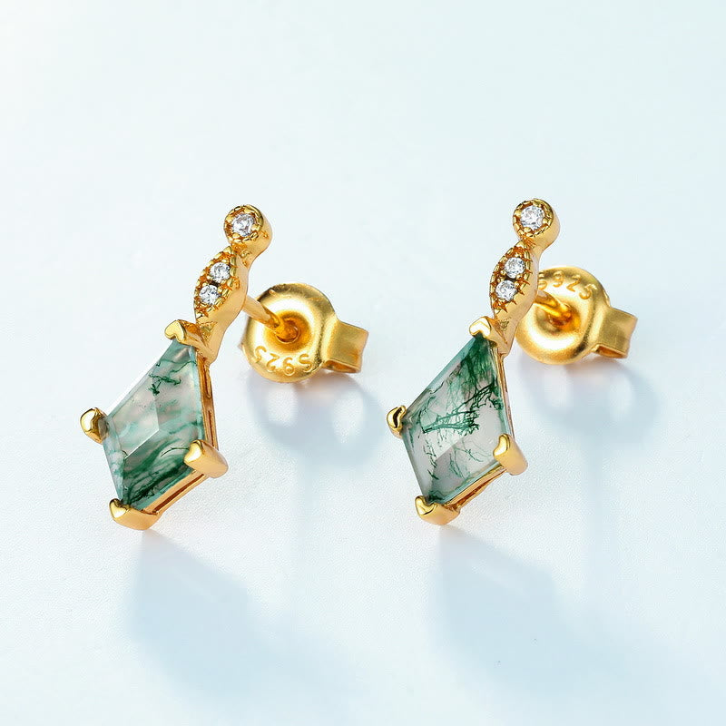 Elegant Moss Agate and White Zircon Jewelry Set - Lana