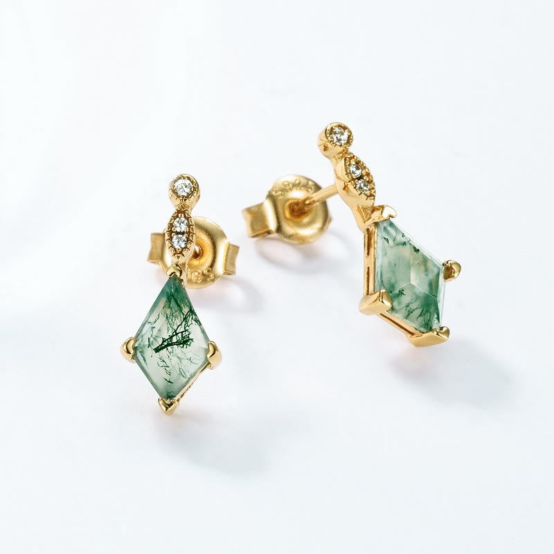 Elegant Moss Agate and White Zircon Jewelry Set - Lana