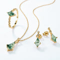 Elegant Moss Agate and White Zircon Jewelry Set - Lana