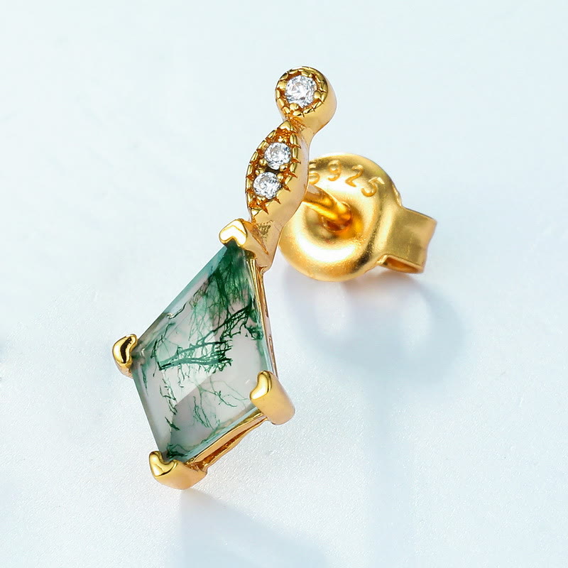 Elegant Moss Agate and White Zircon Jewelry Set - Lana