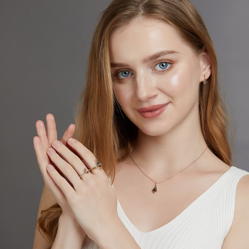 Elegant Moss Agate and White Zircon Jewelry Set - Lana