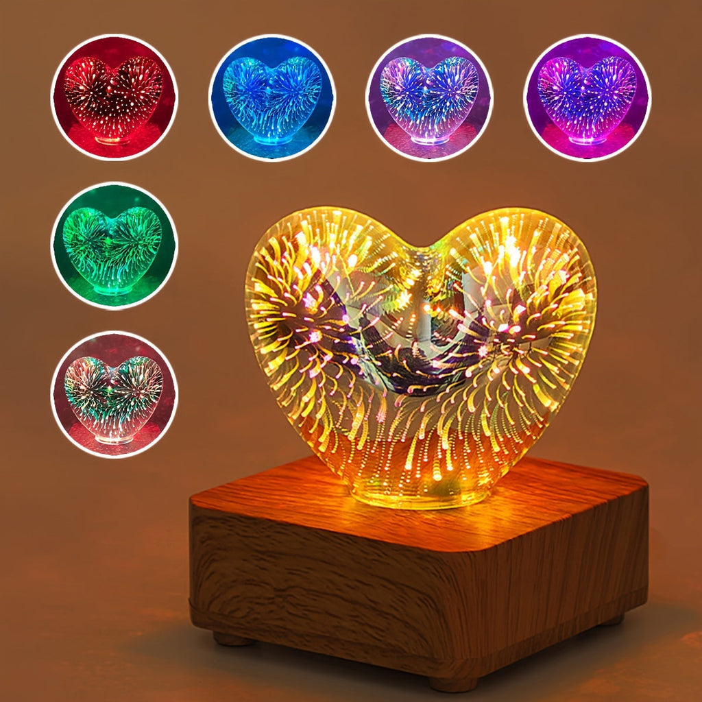 LoveLight Lamp - 3D LED Night Light Heart Fireworks