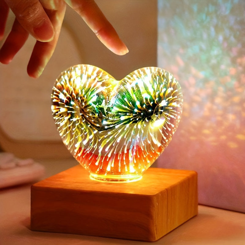 LoveLight Lamp - 3D LED Night Light Heart Fireworks