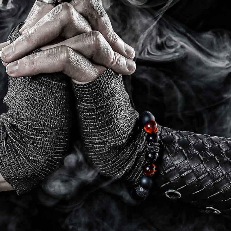 Ragnar "Lord Black Warrior" Natural Crystal Beaded Bracelet - Strength and Style in One
