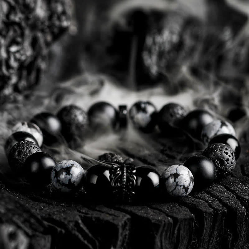 Ragnar "Lord Black Warrior" Natural Crystal Beaded Bracelet - Strength and Style in One
