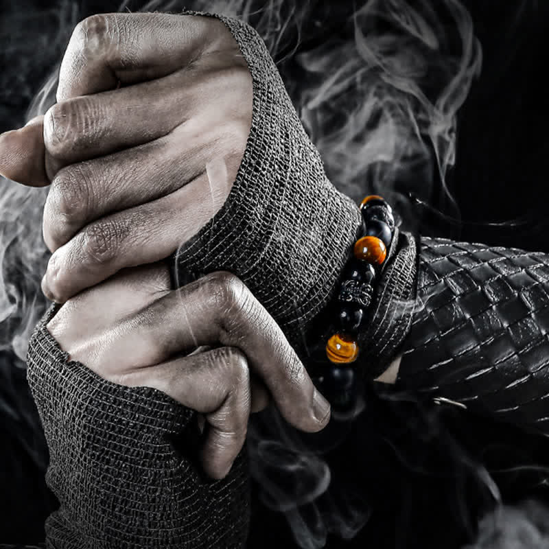 Ragnar "Lord Black Warrior" Natural Crystal Beaded Bracelet - Strength and Style in One