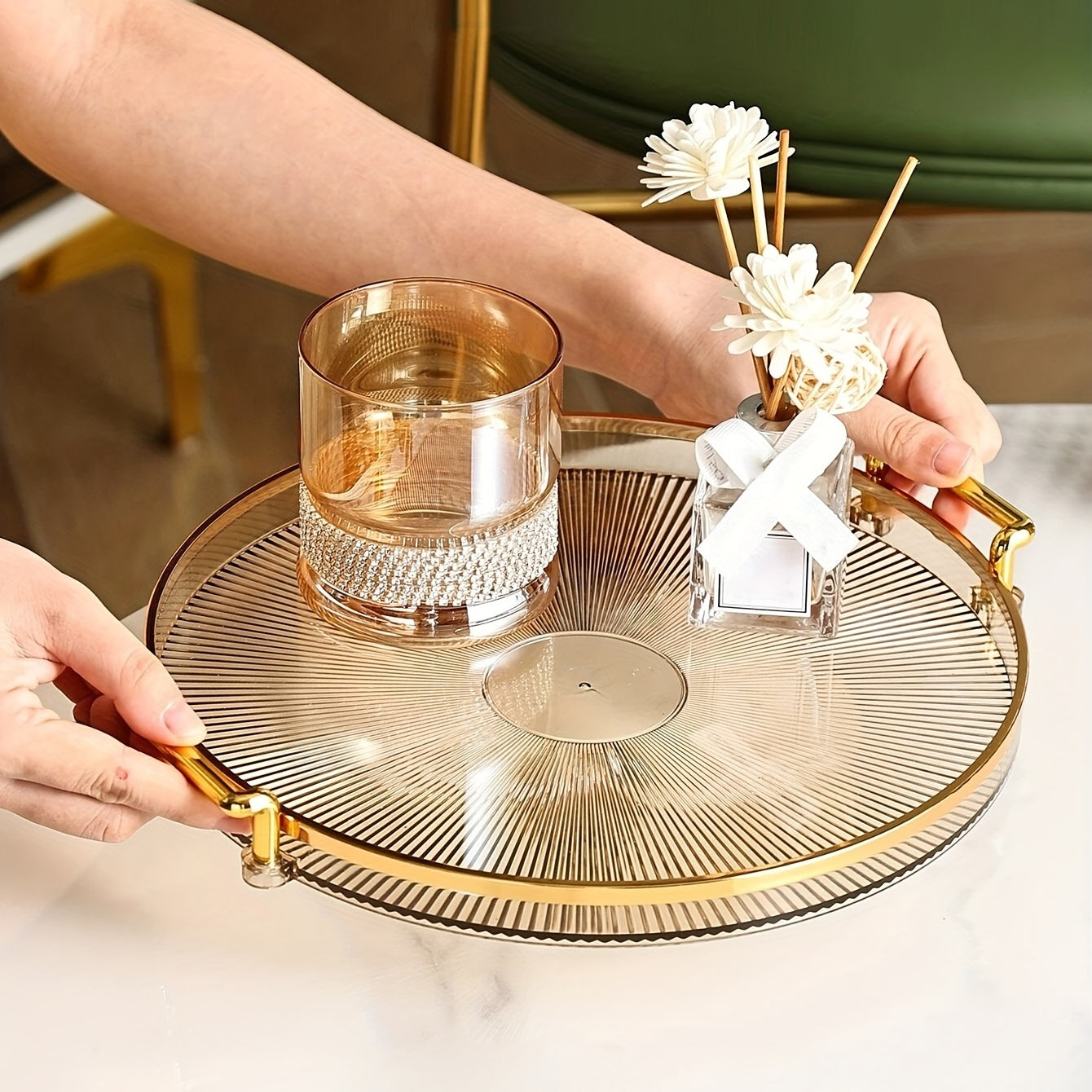 Gilded Elegance – Luxury Serving Dish with Gold Handles
