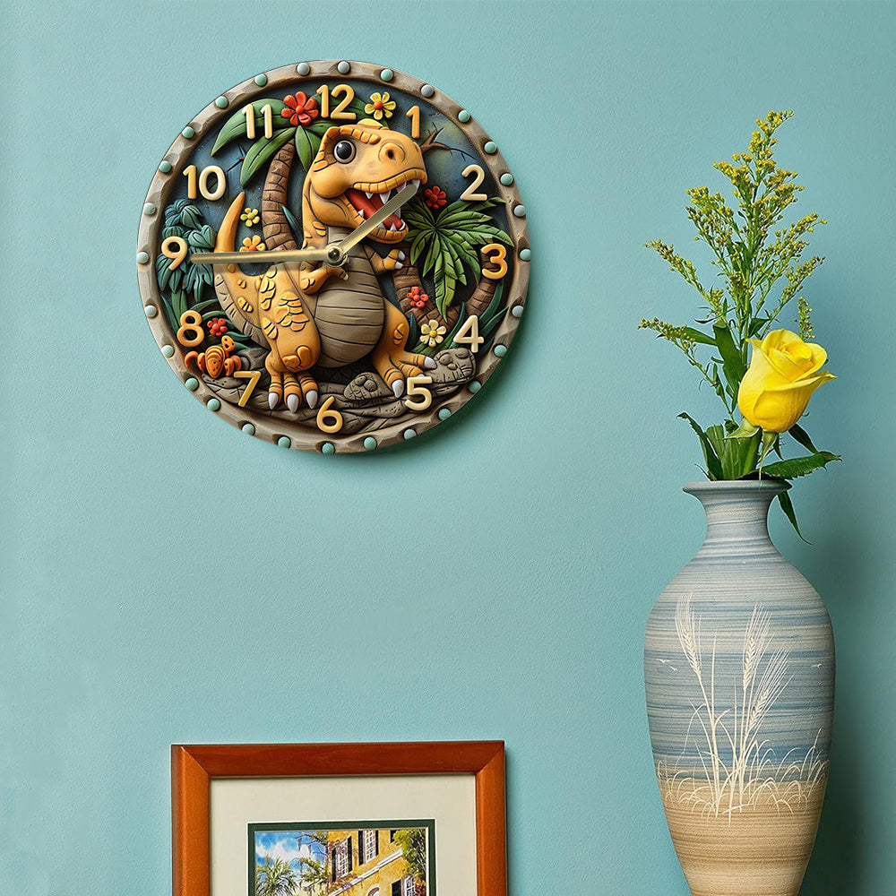 DinoTime Clock – Playful Dinosaur Wall Decor