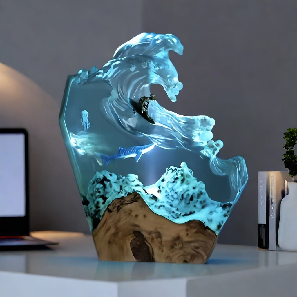 OceanGlow Lamp - Unique Resin Lamp with Whale Motif