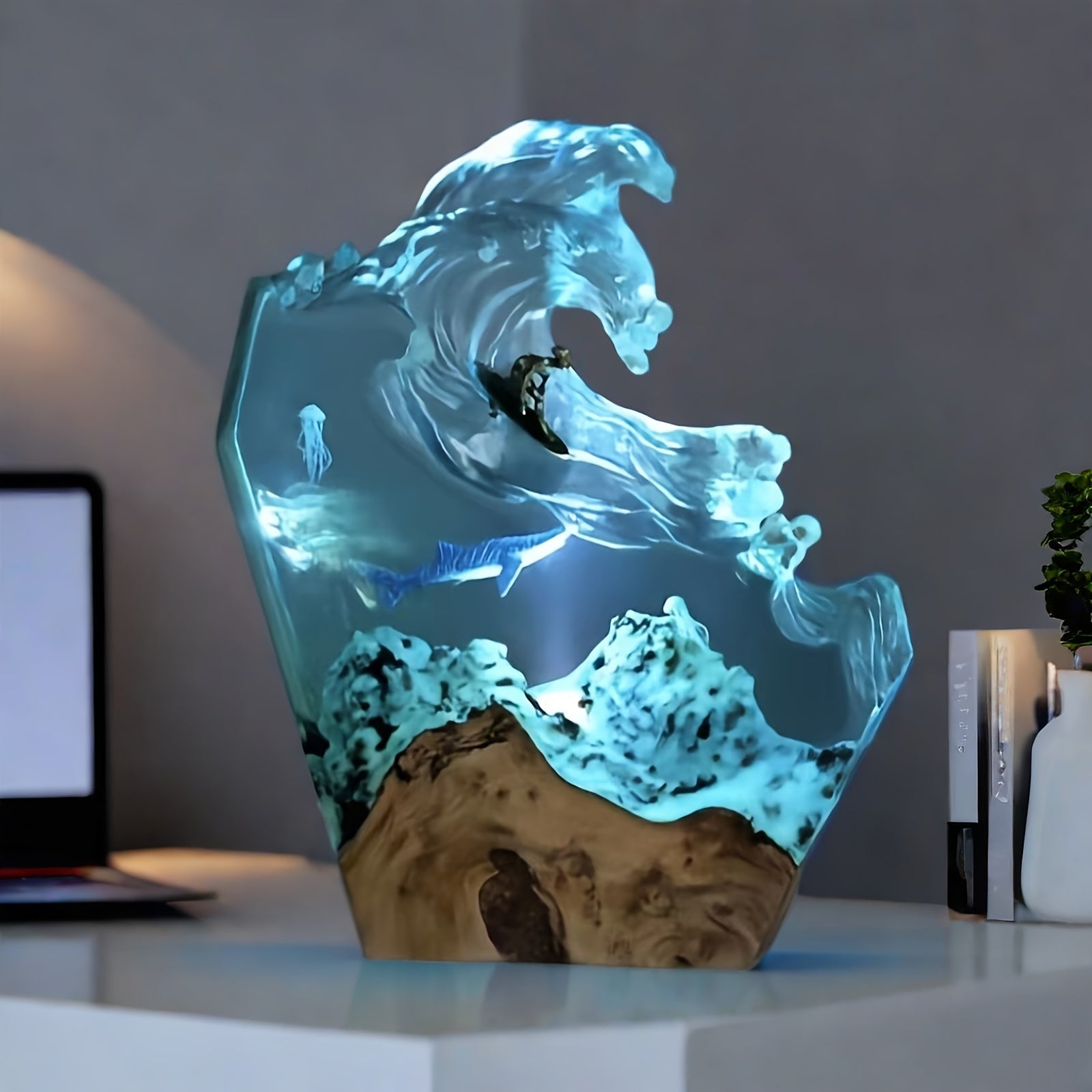 OceanGlow Lamp - Unique Resin Lamp with Whale Motif