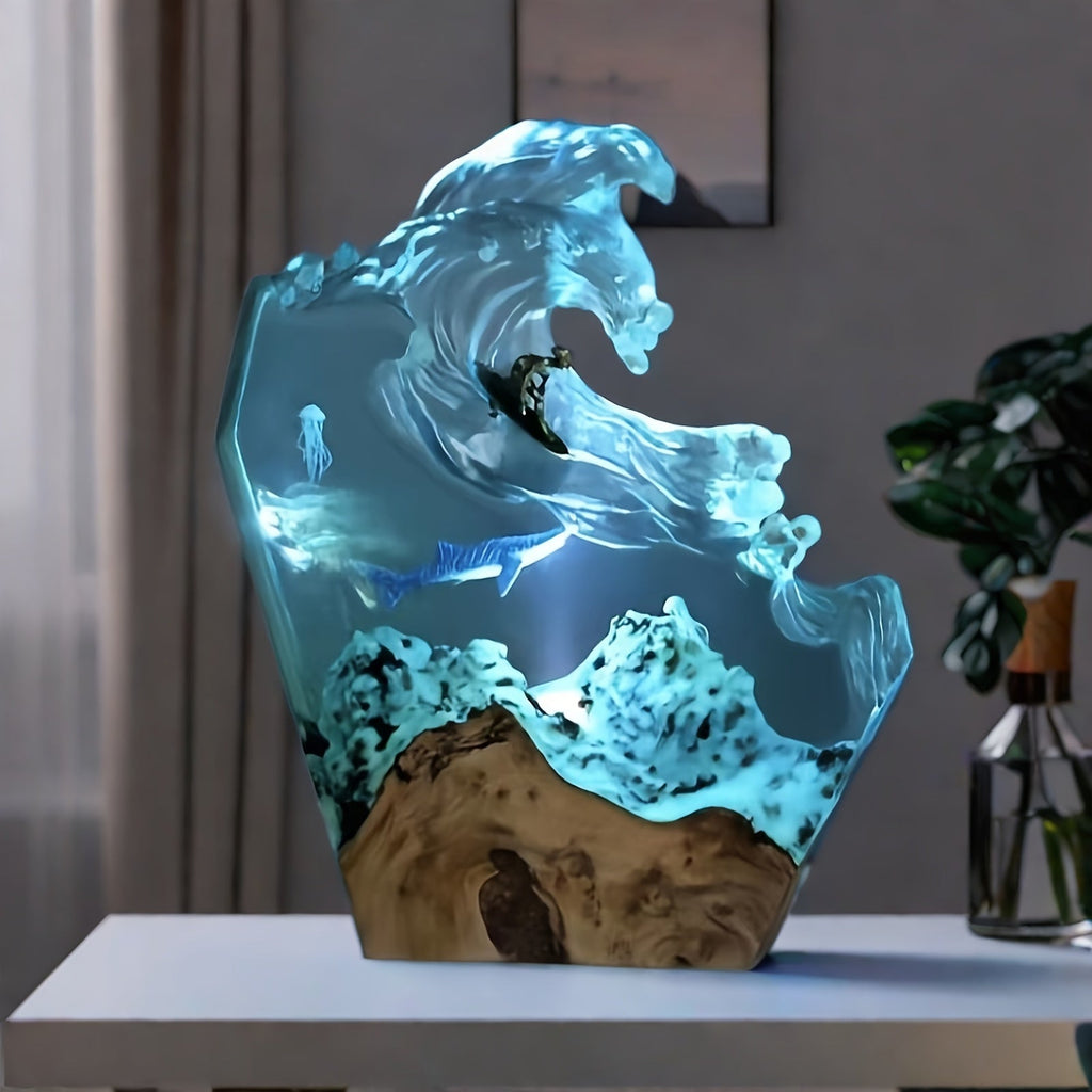 OceanGlow Lamp - Unique Resin Lamp with Whale Motif
