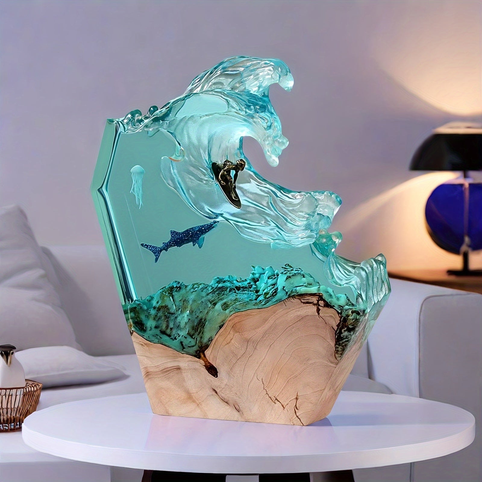 OceanGlow Lamp - Unique Resin Lamp with Whale Motif