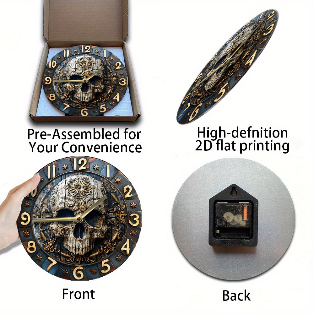 SkullTime Clock - Modern Aluminium Wall Clock with Skull