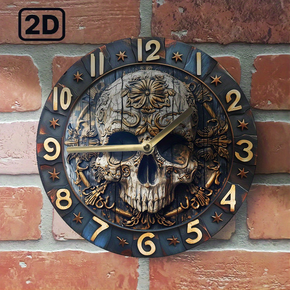 SkullTime Clock - Modern Aluminium Wall Clock with Skull