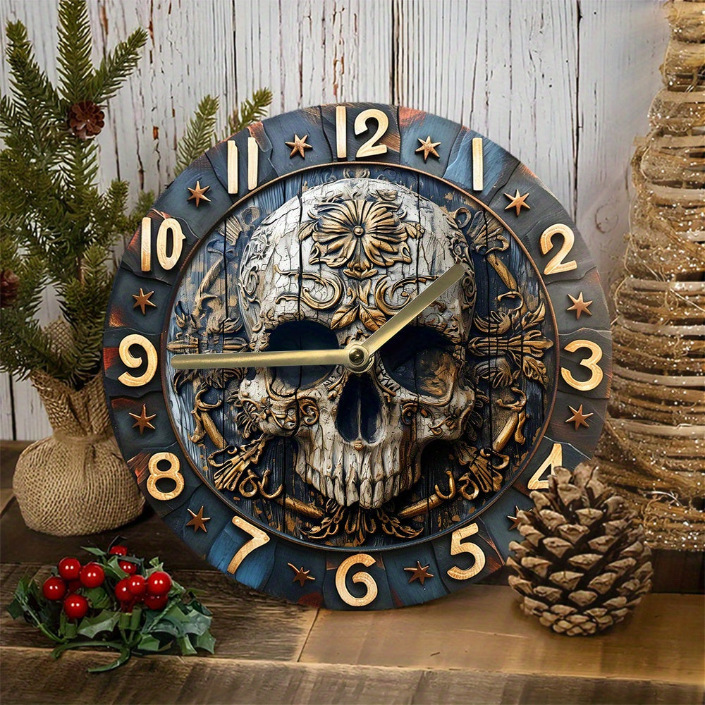 SkullTime Clock - Modern Aluminium Wall Clock with Skull