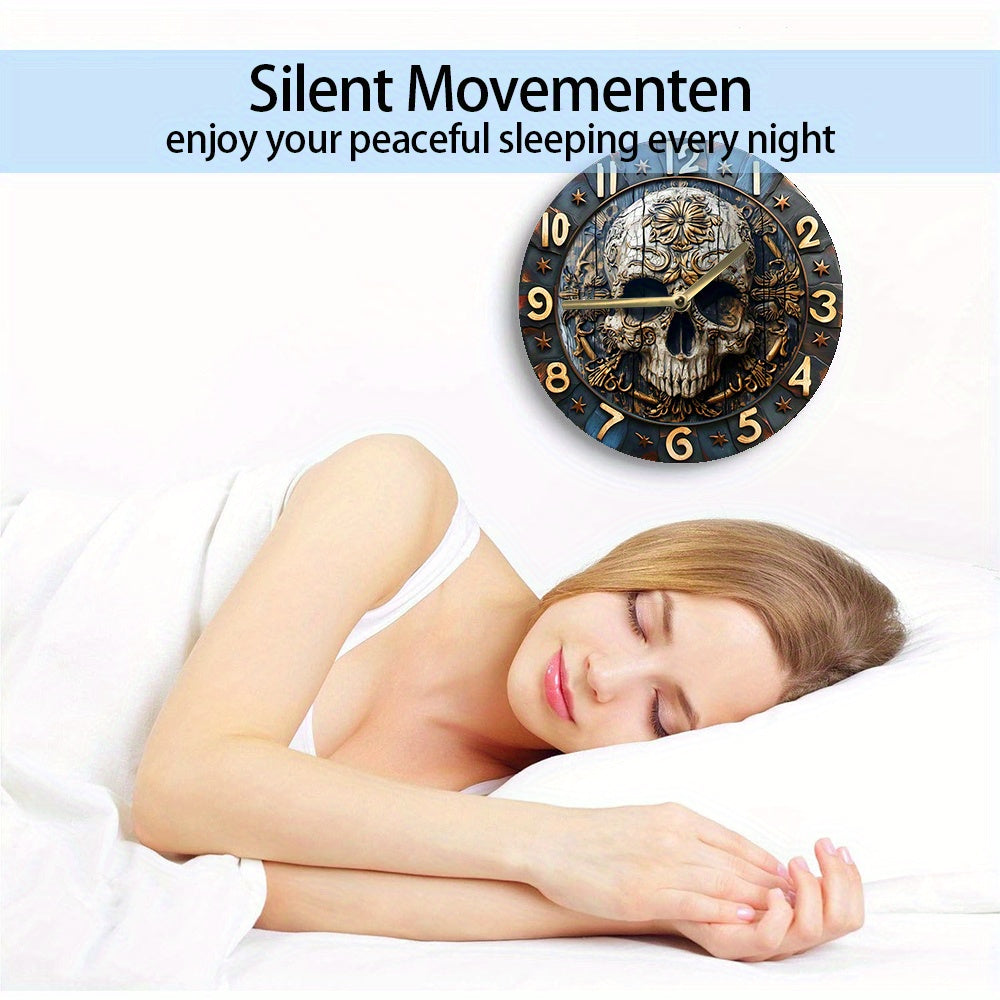 SkullTime Clock - Modern Aluminium Wall Clock with Skull