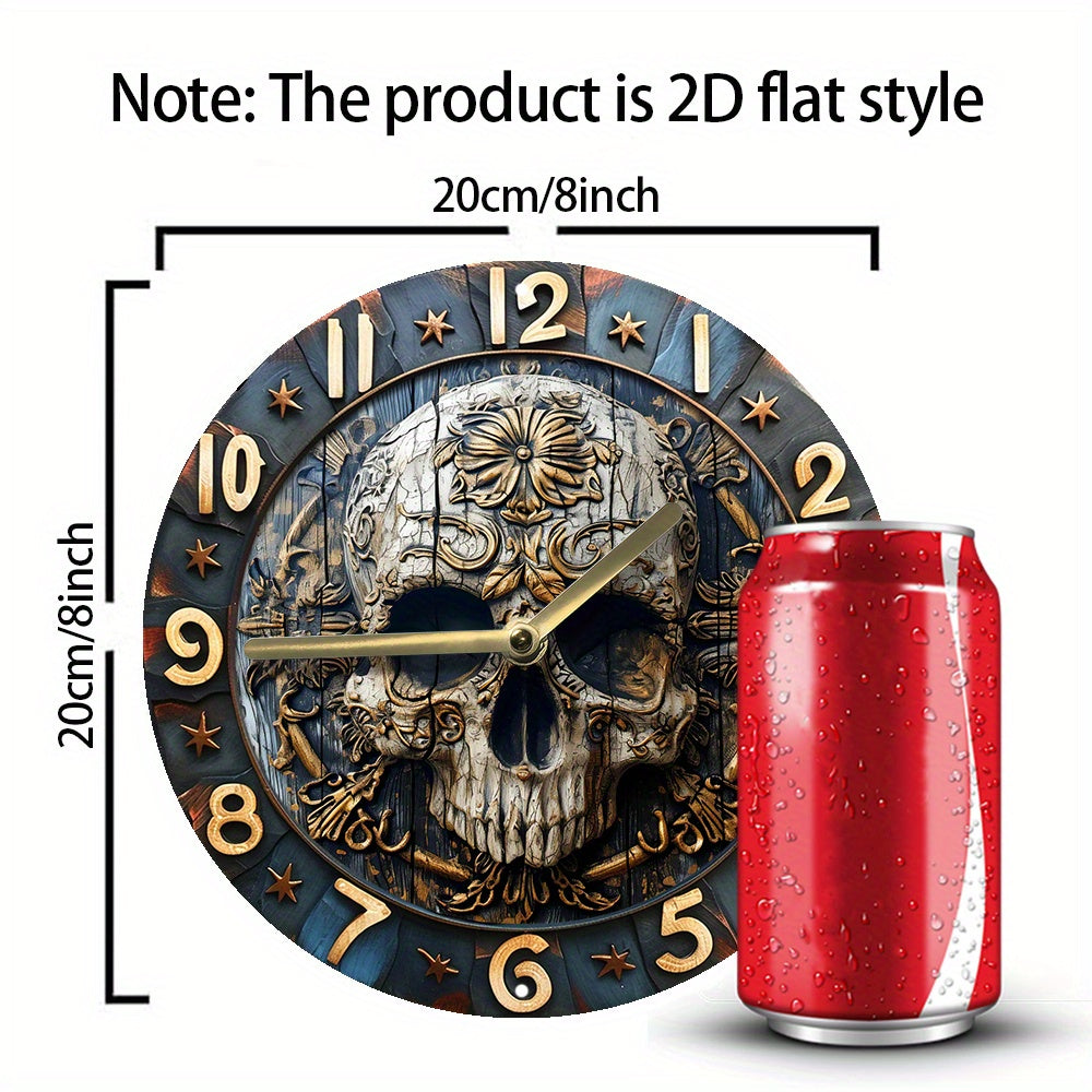 SkullTime Clock - Modern Aluminium Wall Clock with Skull