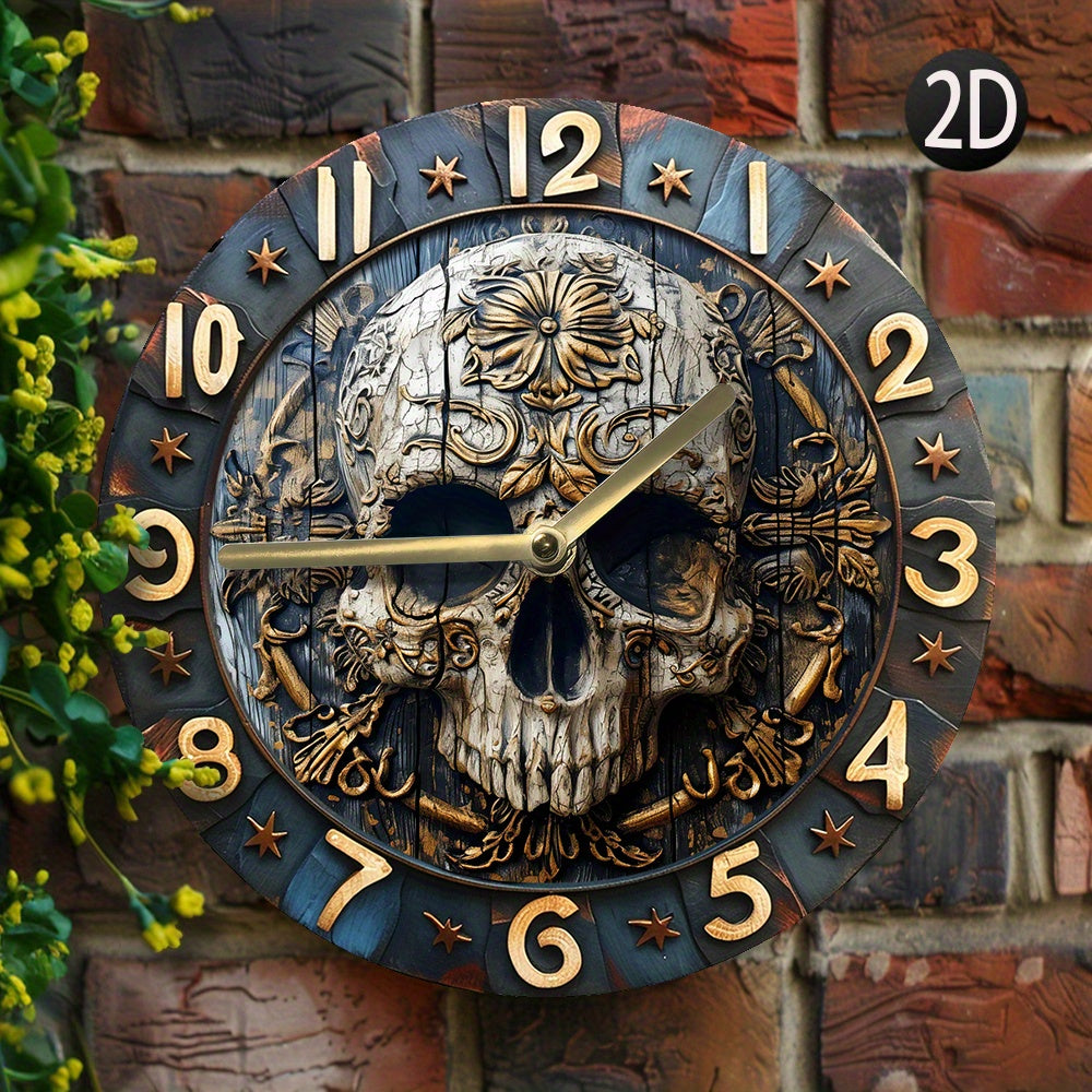 SkullTime Clock - Modern Aluminium Wall Clock with Skull