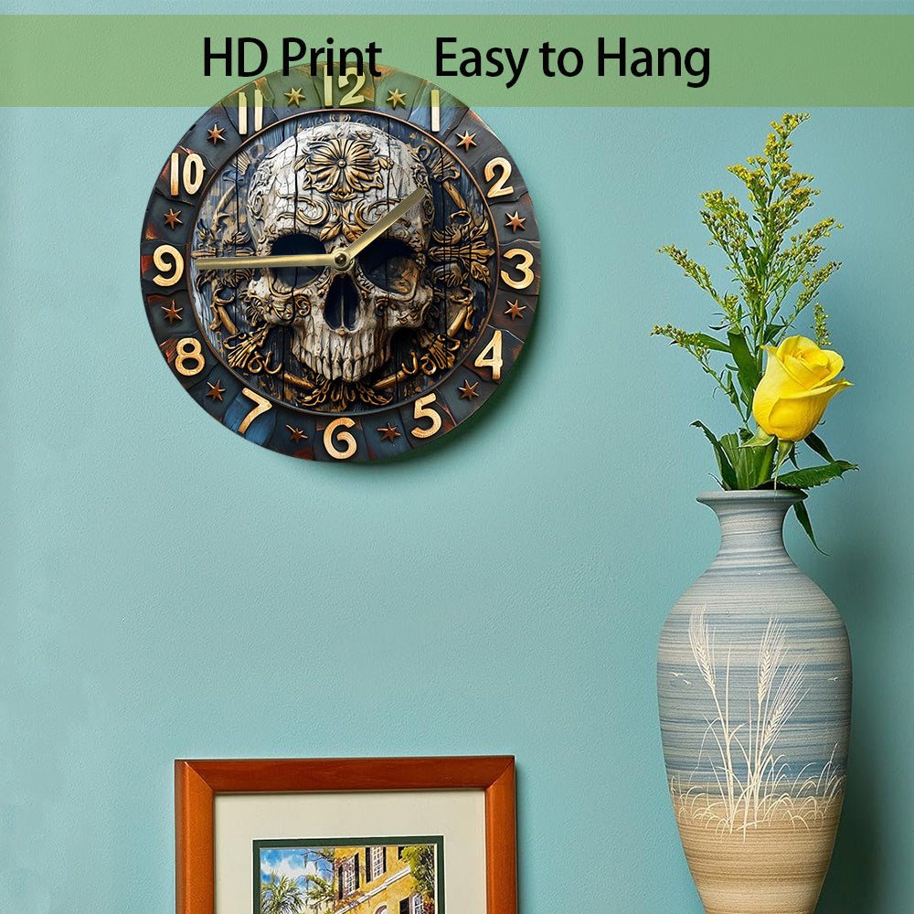 SkullTime Clock - Modern Aluminium Wall Clock with Skull