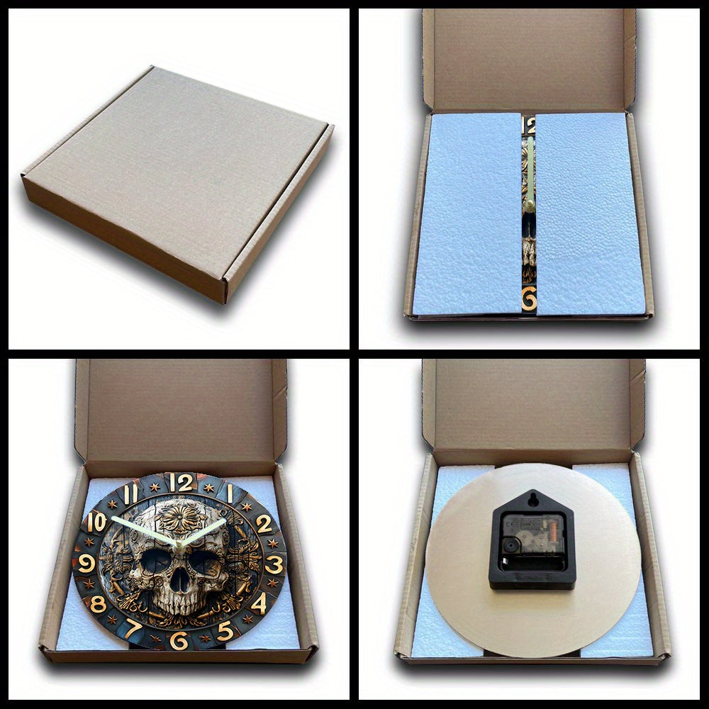 SkullTime Clock - Modern Aluminium Wall Clock with Skull